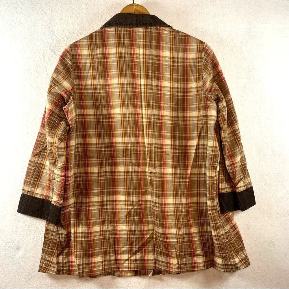 VTG Handmade Womens Plaid Button Up Shirt Corduroy Trim Farm‎ Cottagecore Rustic - Picture 3 of 7